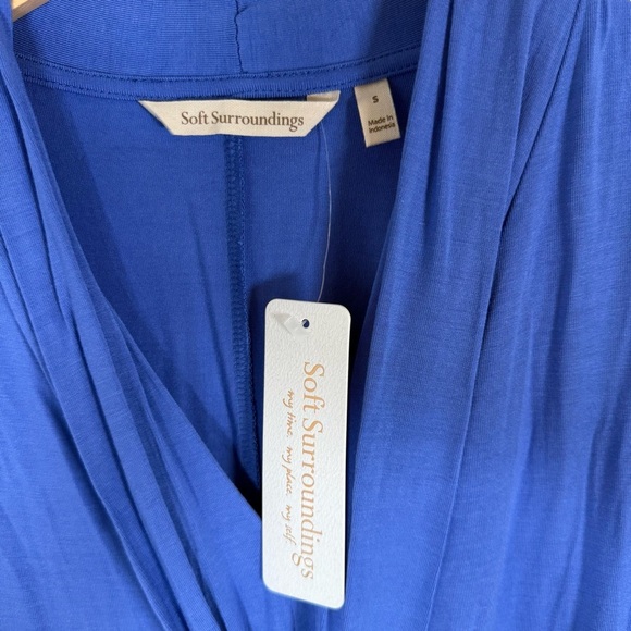 Soft Surroundings Cybele Sleeveless V-Neck Tunic Tank Top Amparo Blue Small NWT - Picture 3 of 6